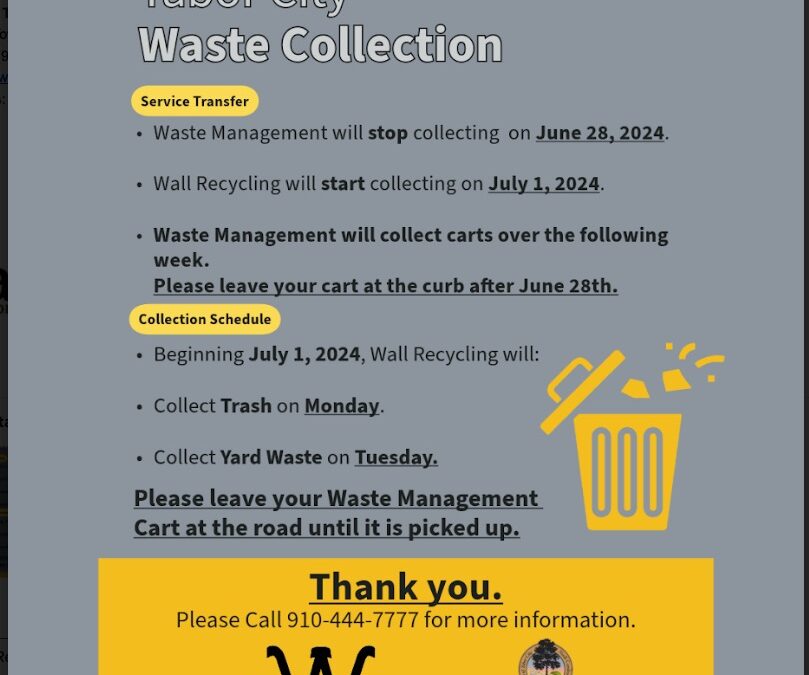Tabor City Waste Collection Service Announcement