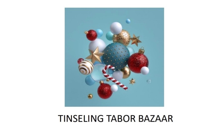 Tinseling Tabor Bazaar image with christmas decorations in background