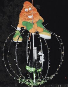 New Year’s Eve ball of lights with Town of Tabor City Yam sitting on top of the ball of lights